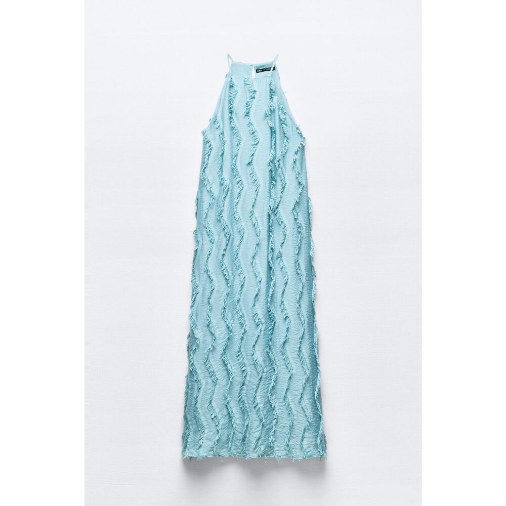 ZARA Textured Halter Neck Maxi Dress NWT - Picture 15 of 16